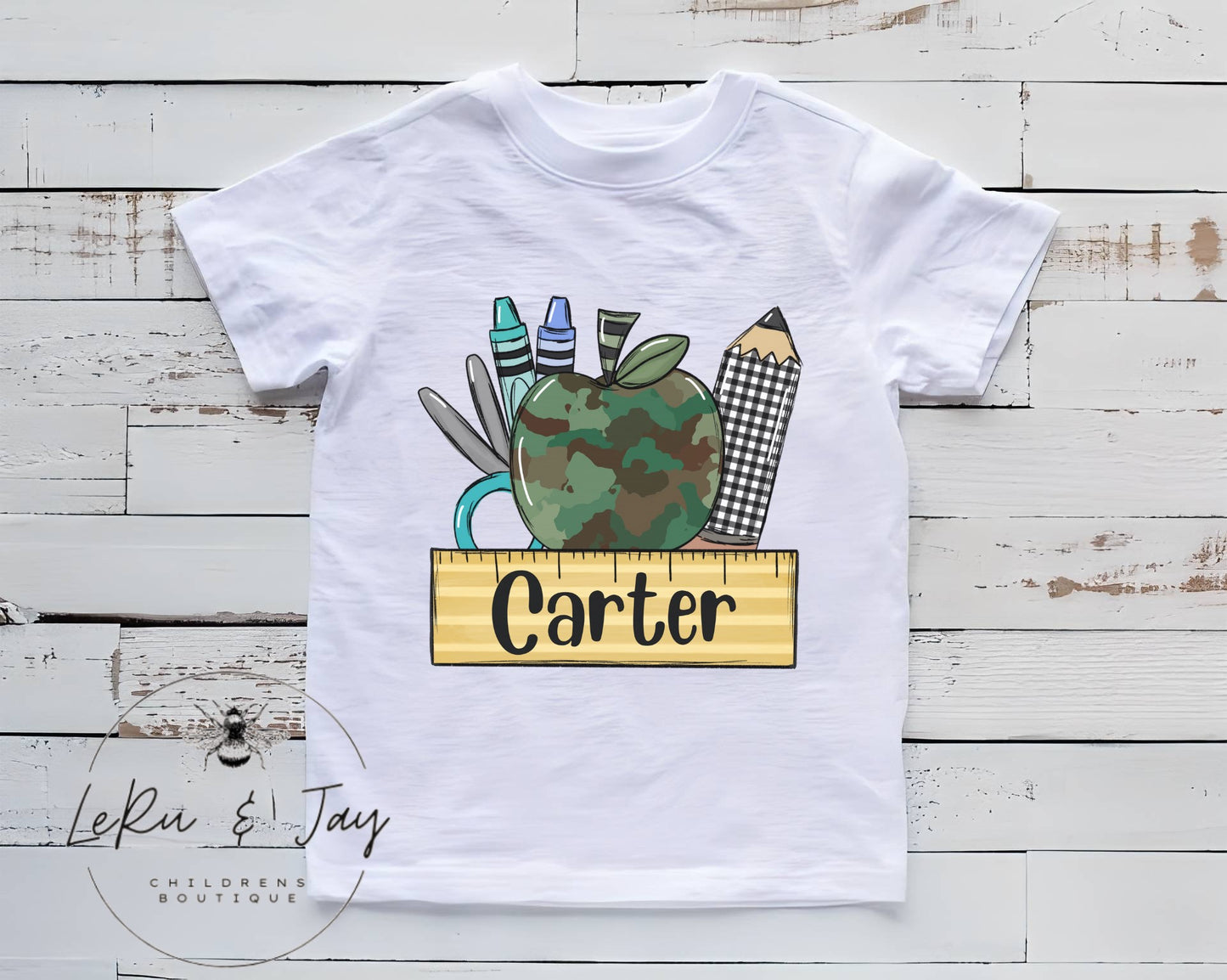Customizable Camo Apple Back to School Tee