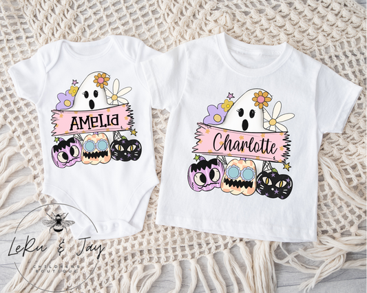 Pink Retro Ghost Custom Tee