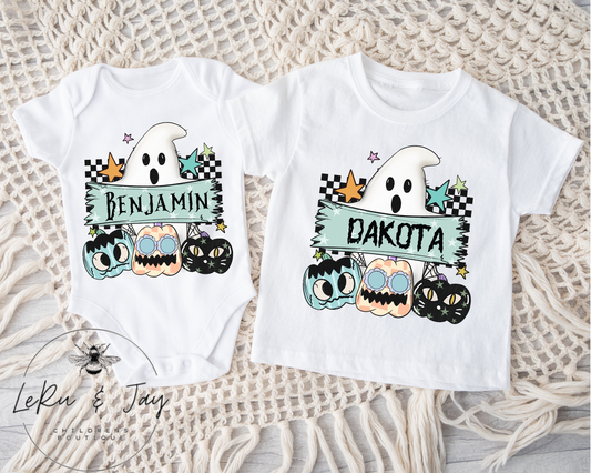 Blue Retro Ghost Custom Tee