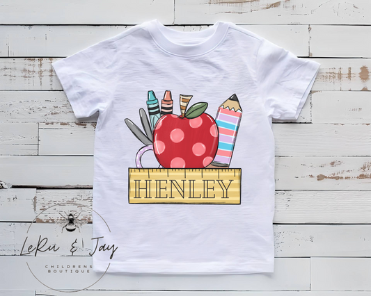 Customizable Red Apple Back to School Tee