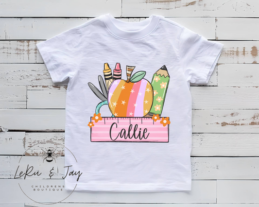 Customizable Retro Apple Back to School Tee
