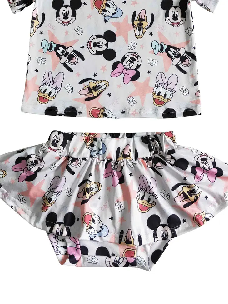 Mouse Friends 2 Piece Skirted Bloomer Set