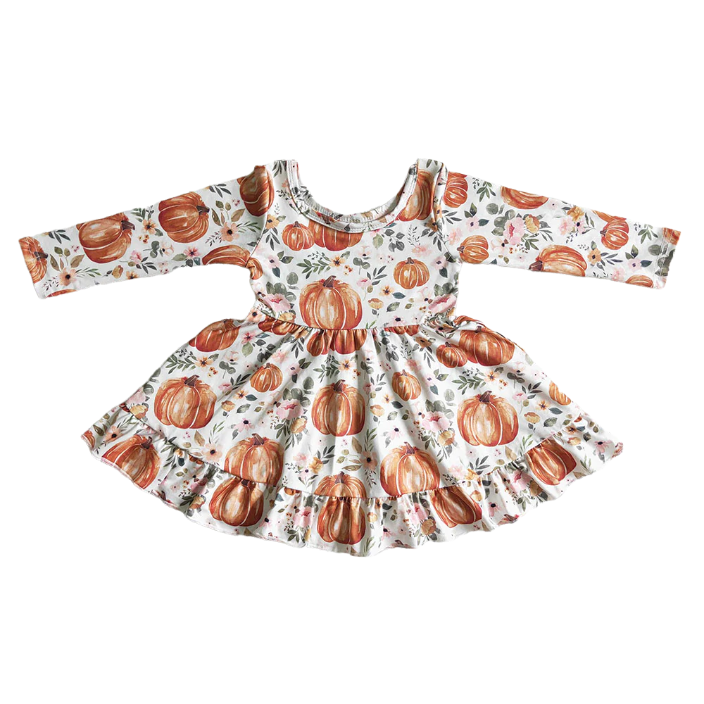 Pumpkin Patch Long Sleeve Twirl Dress