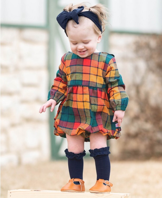 RuffleButts Autumn Plaid Bubble