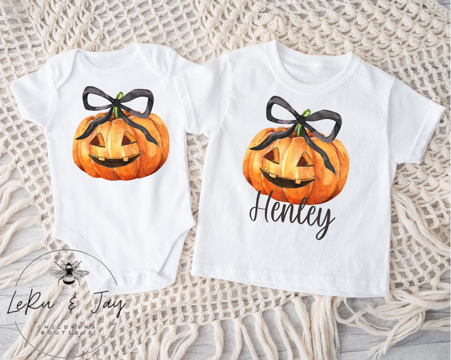 Pumpkin Bow Tee - with or without name