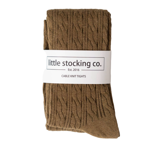 Olive Cable Knit Tights